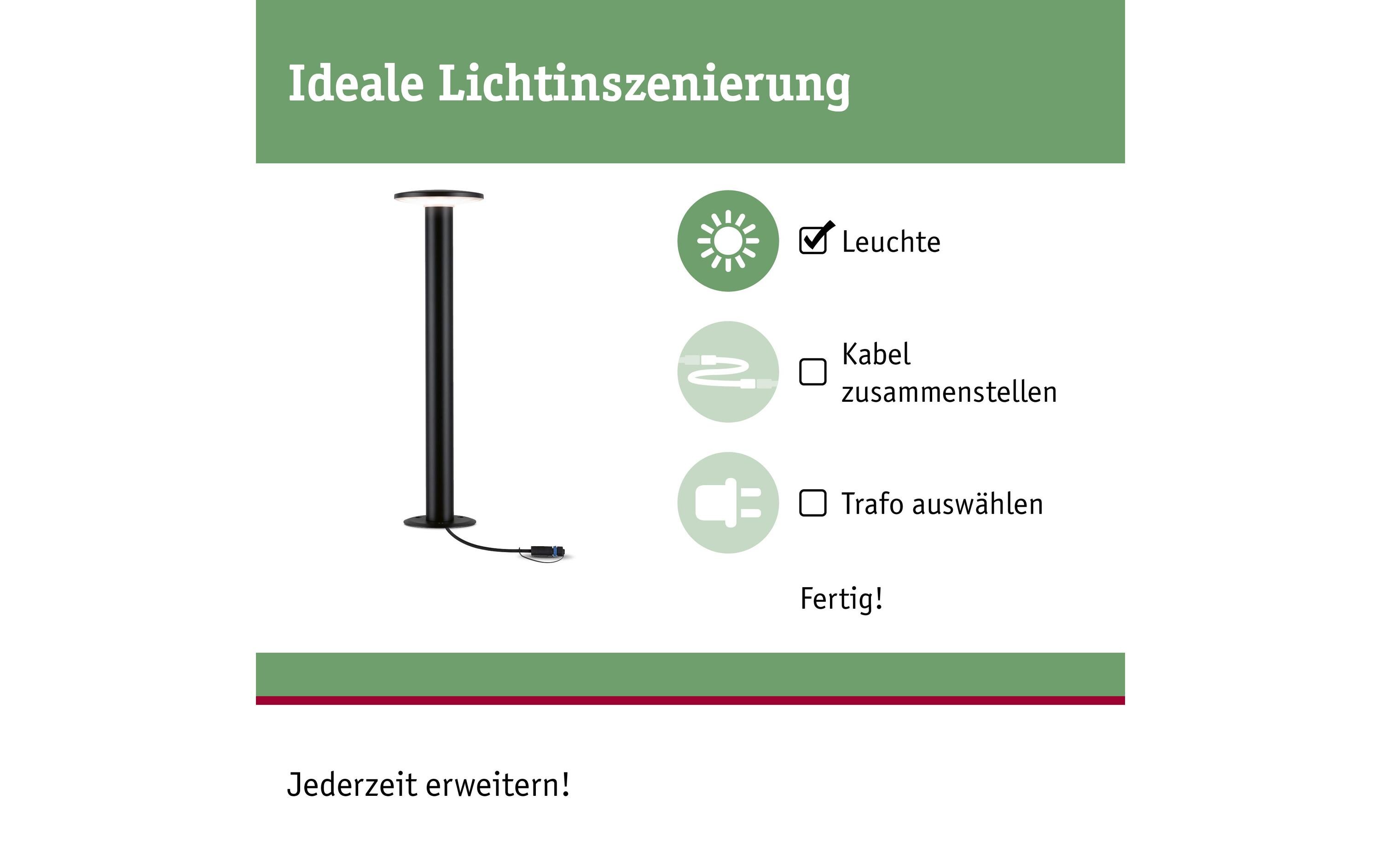 Sockelleuchte Plug & Shine Plate, 3000 K, SchwarzPollerleuchte