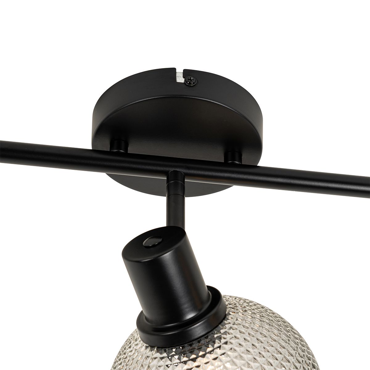 Design spot zwart met smoke glas 3-lichts - Chico