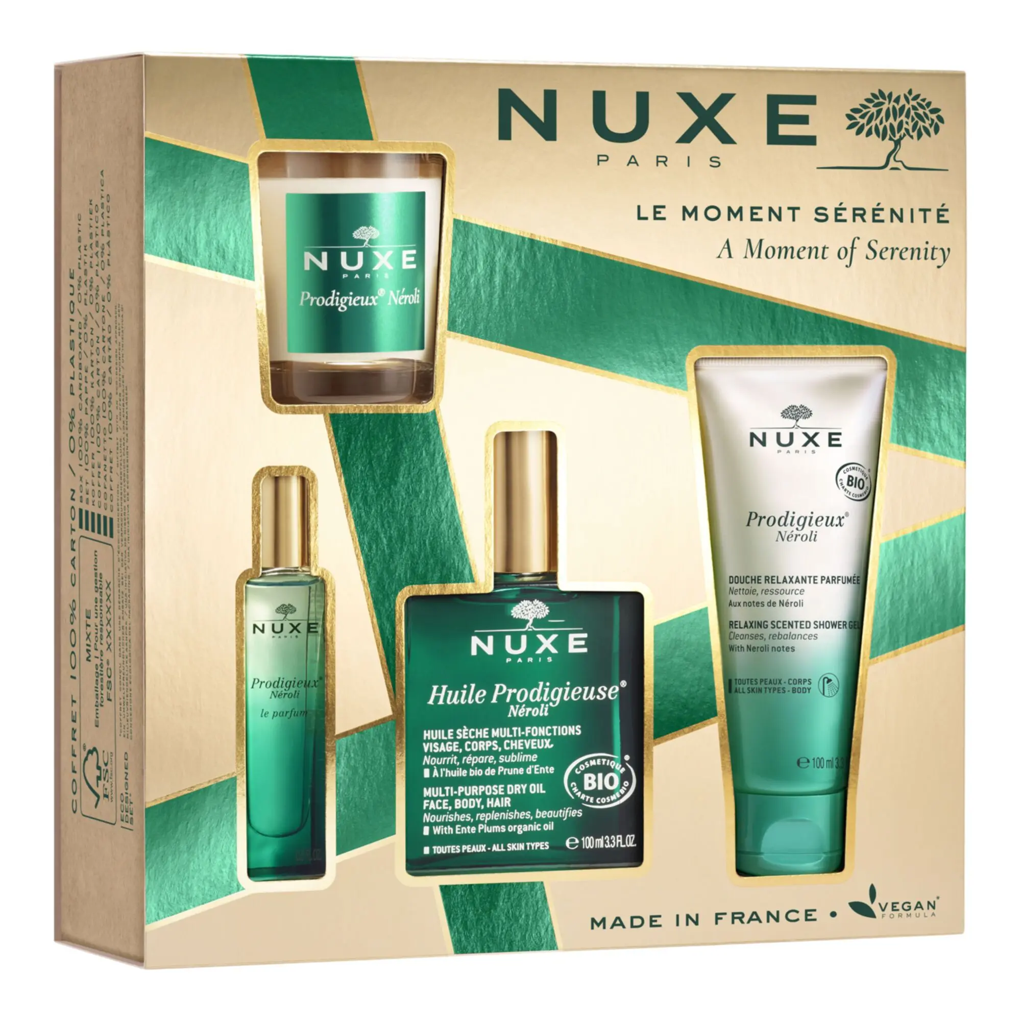 Nuxe - Coffret Le Moment Sérénité Huile Prodigieuse, Douche Relaxante, Parfum & Bougie- Femme