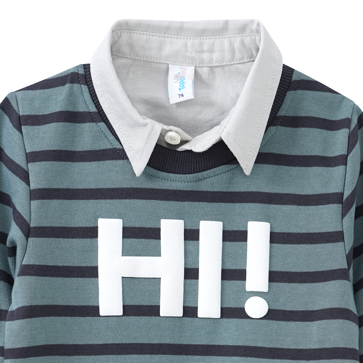 Topomini Baby Sweatshirt mit Hemdeinsatz salbei / dunkelgrau
