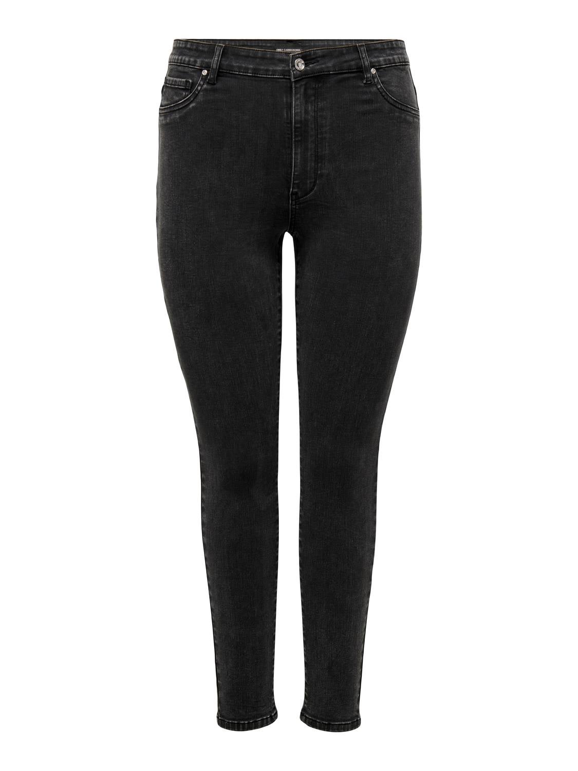 CARROSE Hohe Taille Skinny Fit Jeans Washed Black