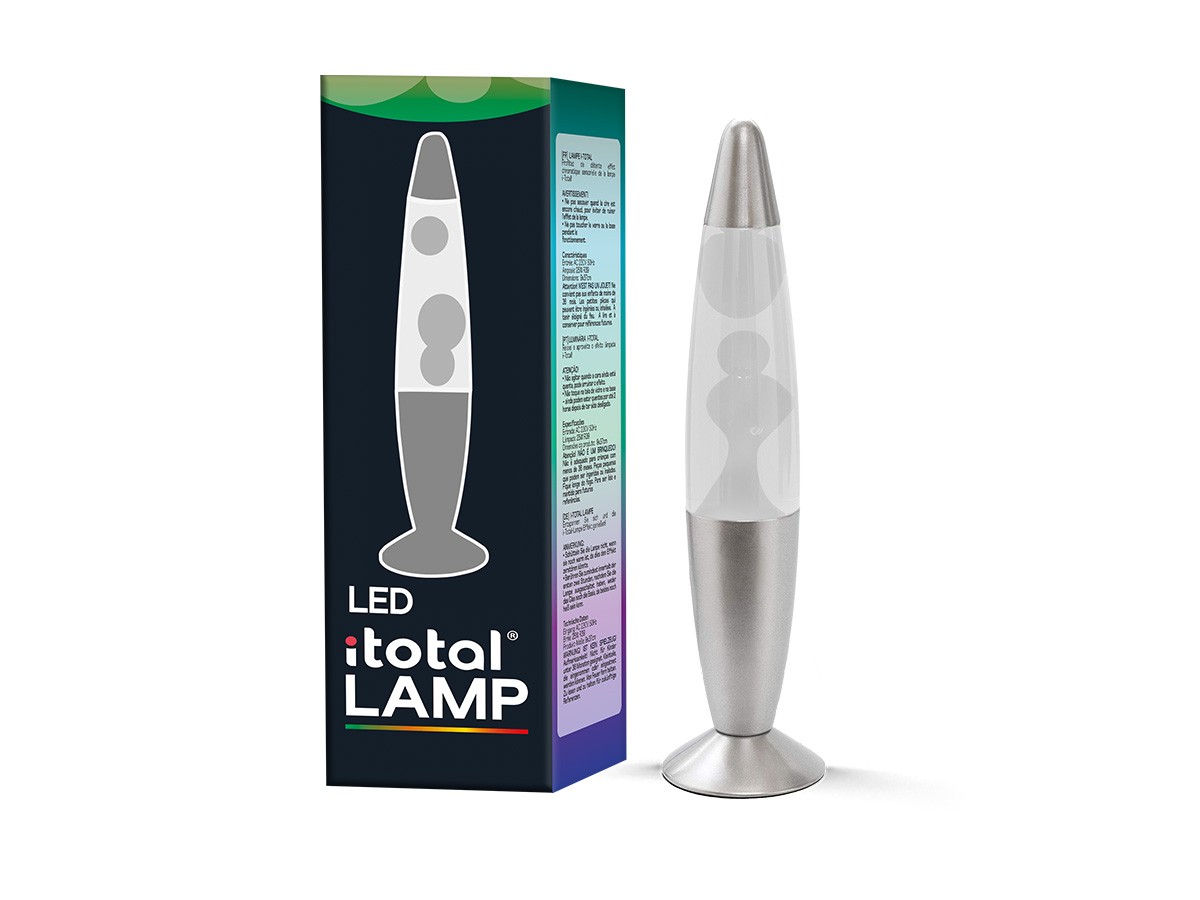 iTotal - Color-changing LED Lava Lampe - Sølv Base og Hvid Voks