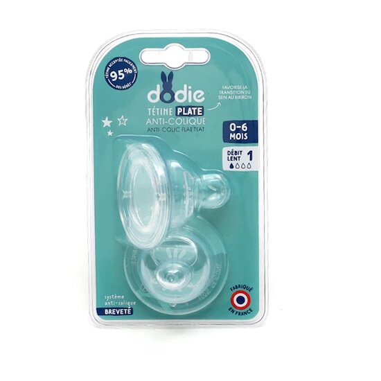 Lot de 2 Tétines Sensation+ Plate   Débit lent        0-6 mois   de               Dodie