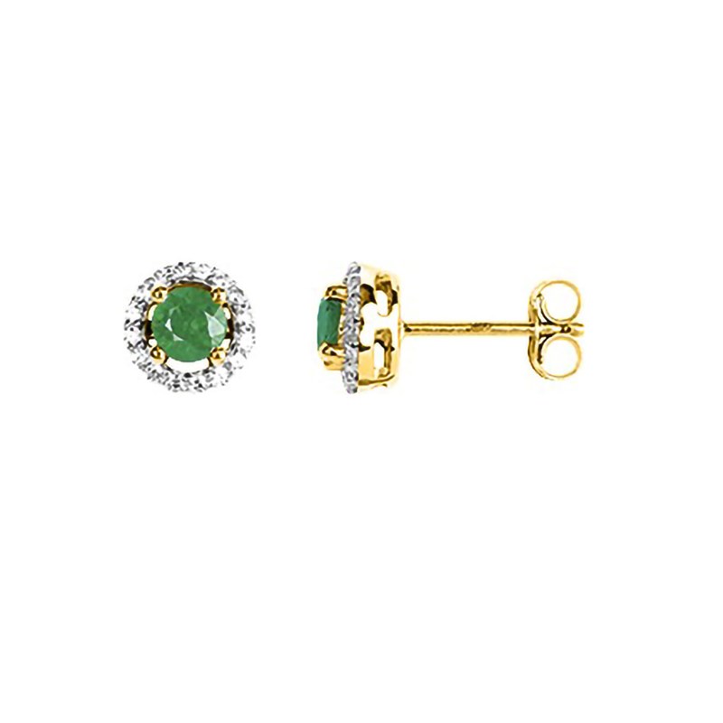 Boucles d'oreilles Femme - émeraude - Or 18 Carats