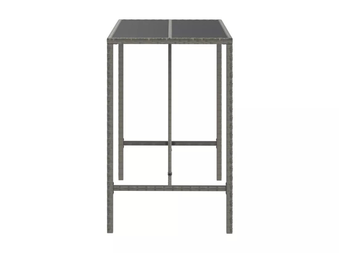 Prolenta Premium - Table de bar et dessus en verre gris 110x70x110 cm poly rotin