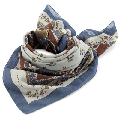Unisex-Halstuch floral N° 796, Blau-Braun