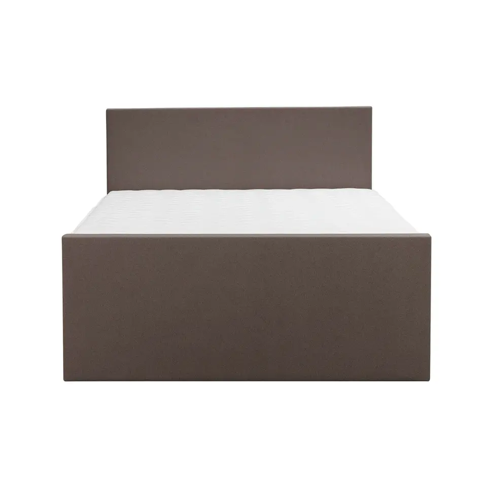 Boxspring met voetbord Liv egaal - donkerbruin - 160x200 cm - vierkante poot