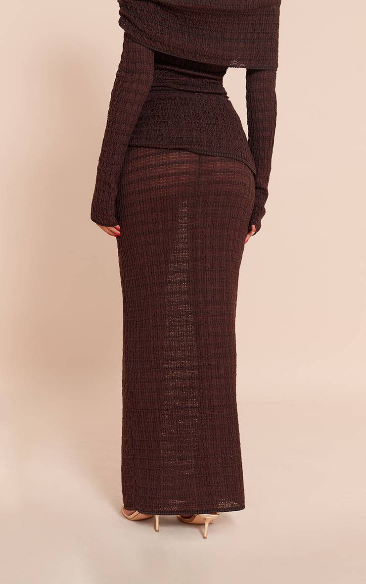 Chocolat Jupe Longue En Maille Texturée À Taille Repliée Tall