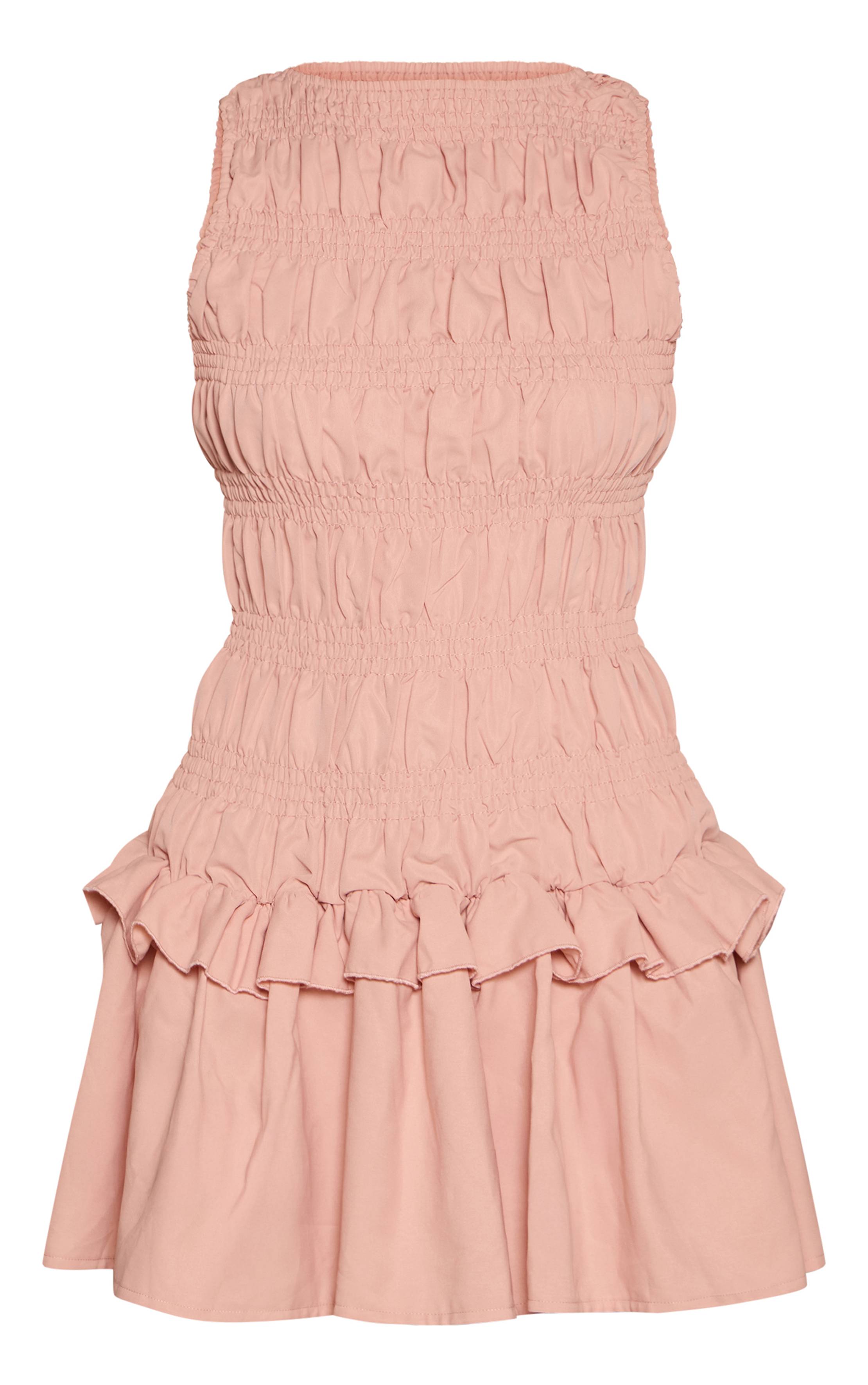 Rose Bébé Robe Droite Ajustée À Volants Froncés
