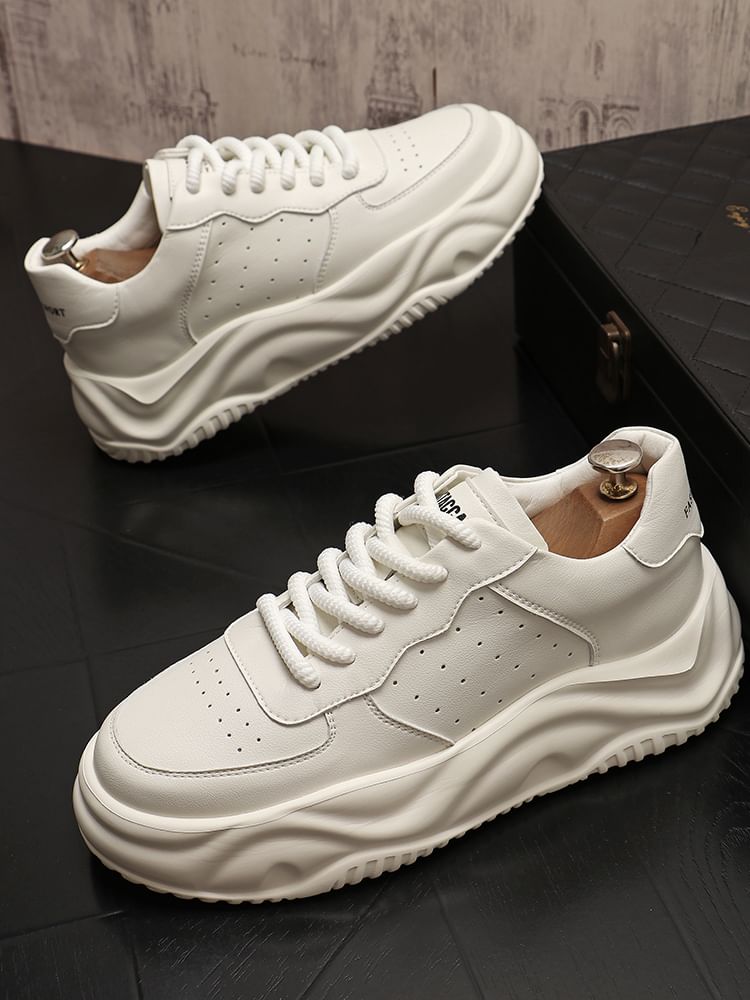 Mr Ozera - Platform Plain Lace Up Sneakers