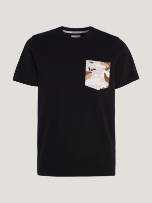 Camiseta de bolso com estampa camuflada de floresta