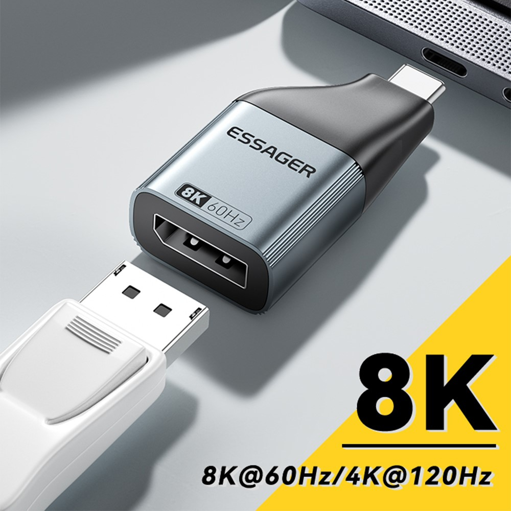 USB C auf Displayport HD Videoadapter Adapter (8K@60Hz) - Grau