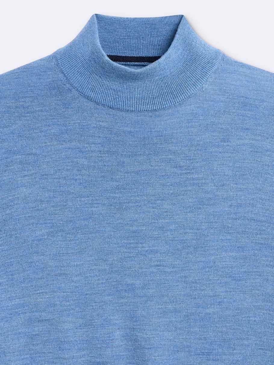 Pull col cheminée en laine mérinos