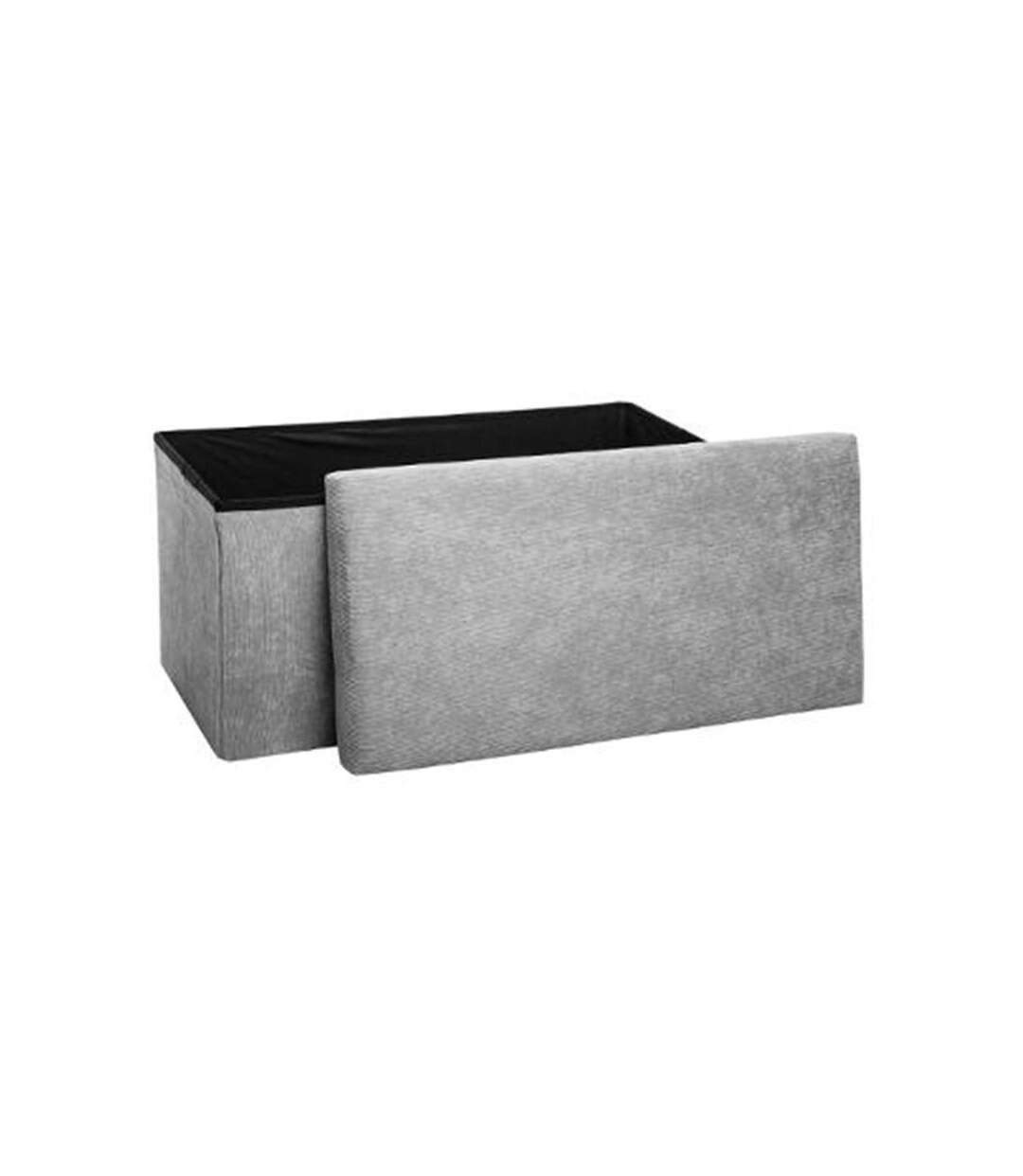 Pouf Pliable & Coffre en Velours Côtelé 76cm Gris