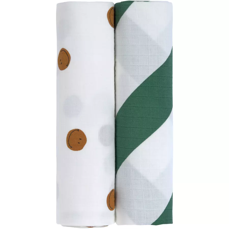 LÄSSIG Mulltücher XL 2er Pack Happy Rascals 120 x 120 cm