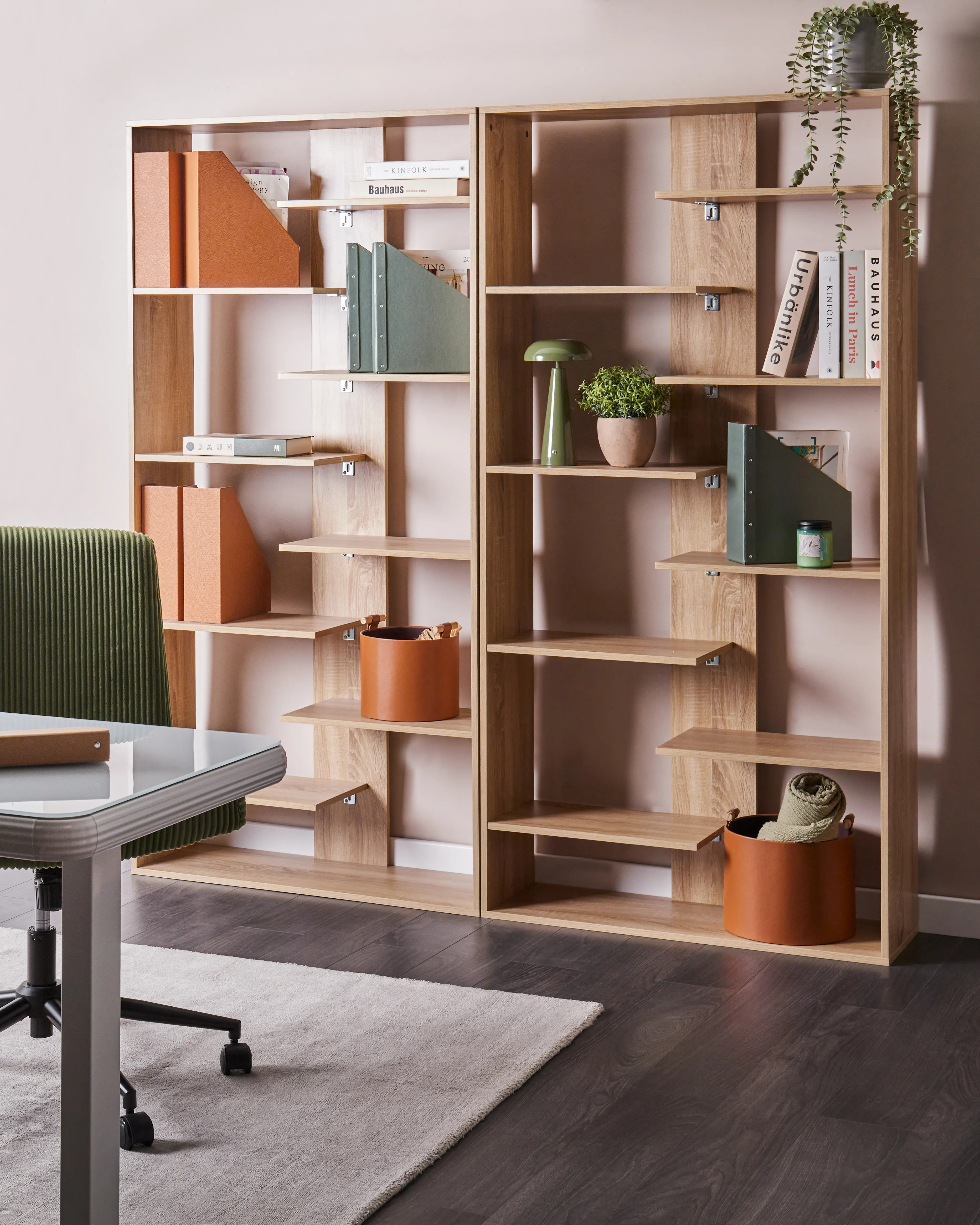 Boekenkast met 8 planken FONTAS 180 cm Lichtbruin