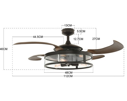 Fanaway Classic plafondventilator Ø 122 cm antiek/donker met afstandsbediening, zomer- en winterfunctie