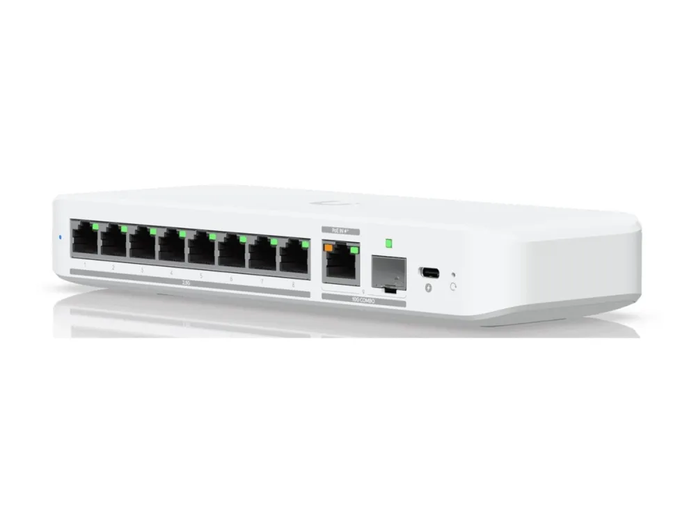 Ubiquiti UniFi Flex 2.5G - Switch - Administreret - 8 x 2.5GBase-T   1 x 10Gb Ethernet   1 x 10Gb Ethernet SFP  - desktop, væg-monterbar, DIN monterbar på skinne - PoE