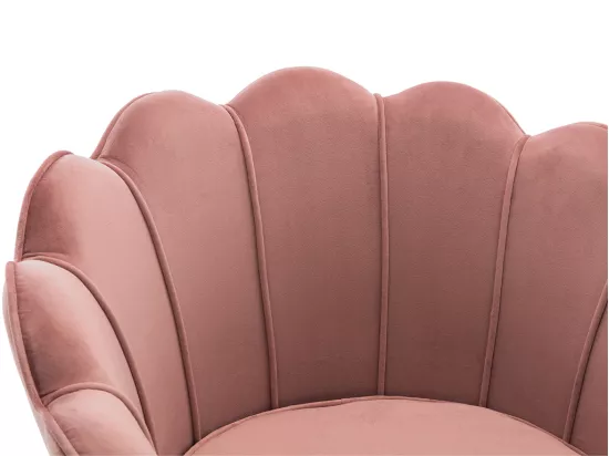 Fauteuil coquillage en velours rose DANDELION de Pascal Morabito
