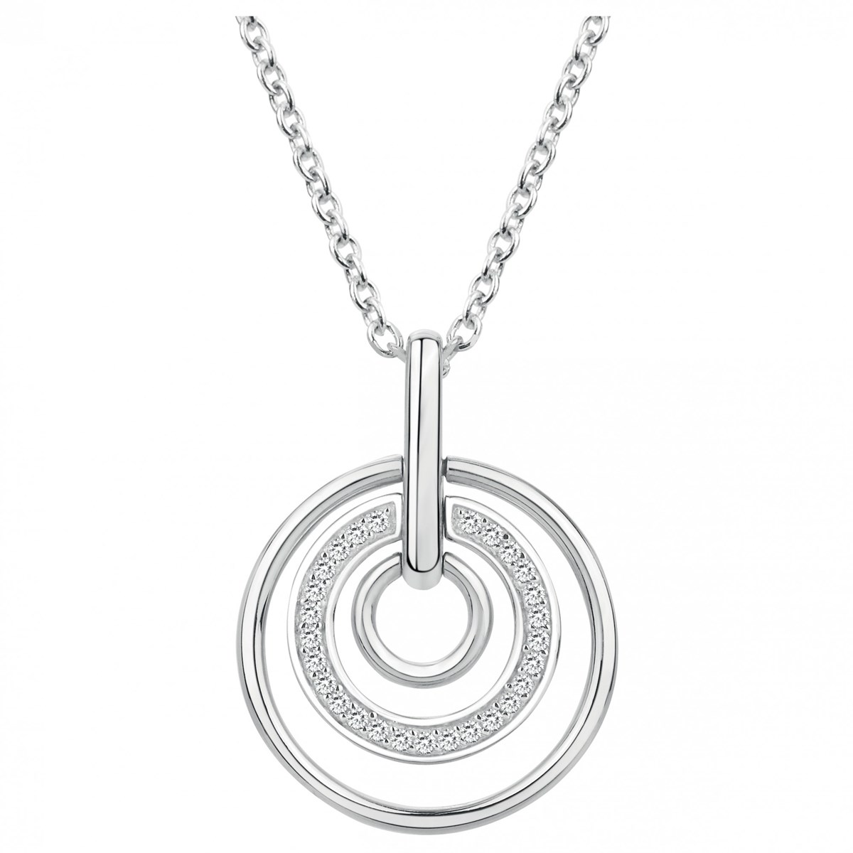 Collier mono-motif en Argent avec oxyde de zirconium blanc
