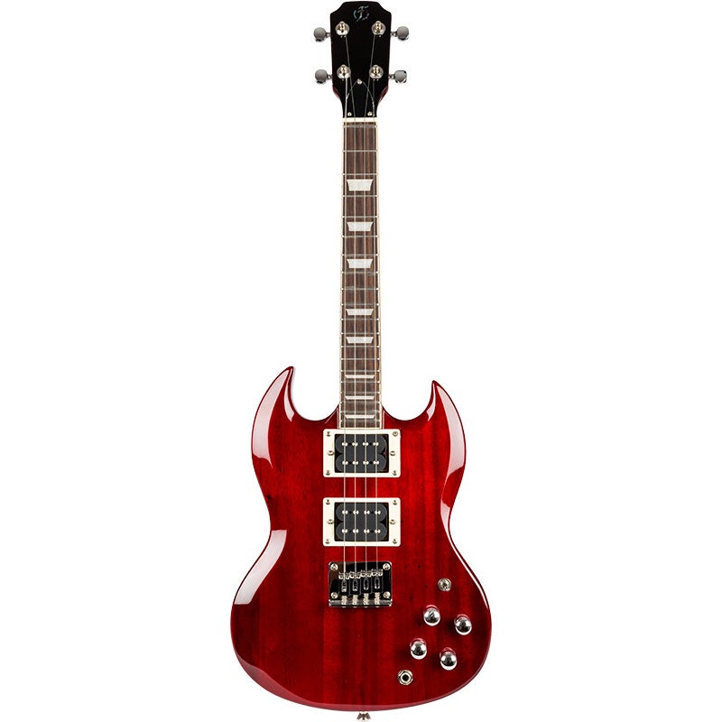 Flight Rock Series Pioneer Cherry Red elektrische solidbody tenor ukelele met gigbag