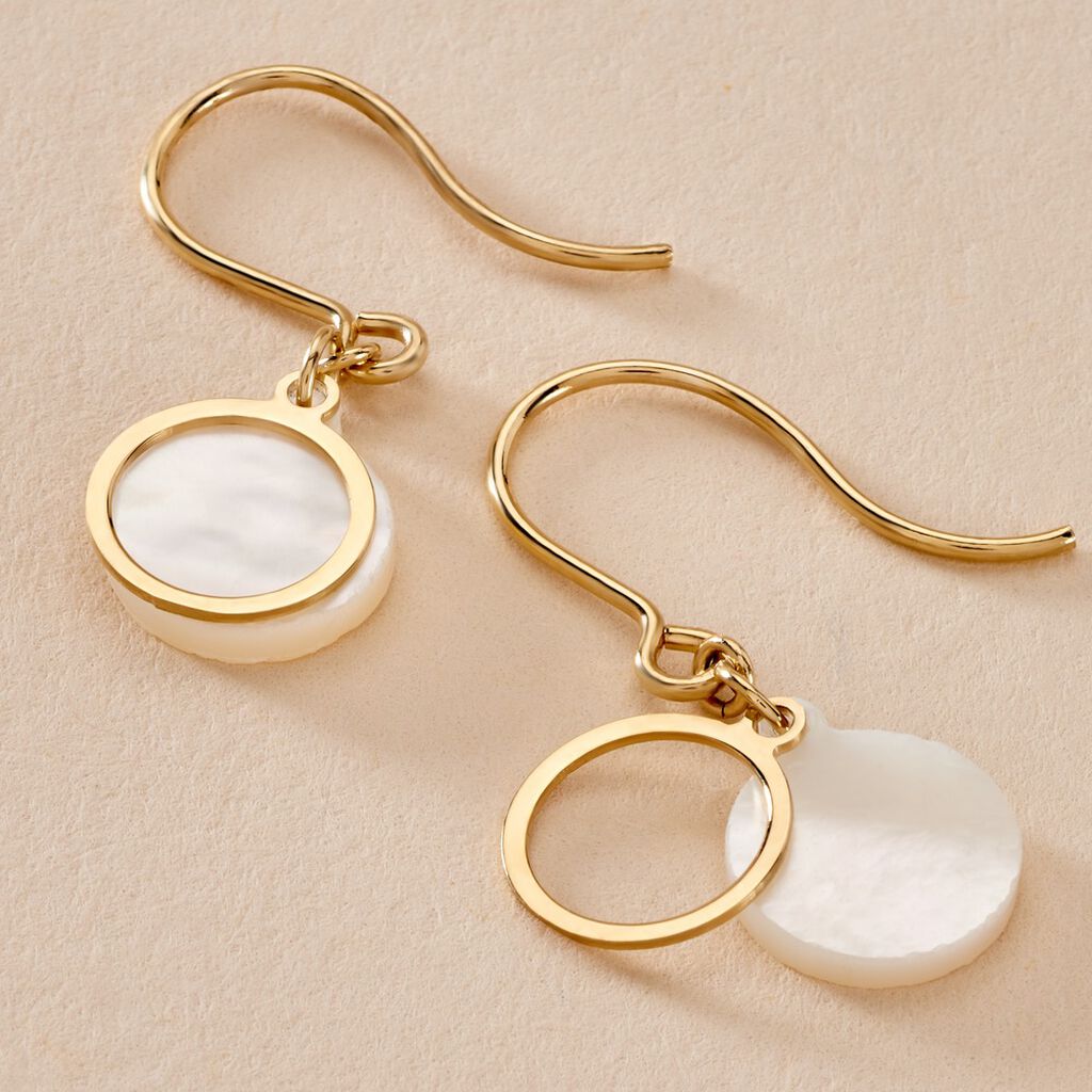 Boucles D'oreilles Pendantes Naïade Or Jaune Nacre