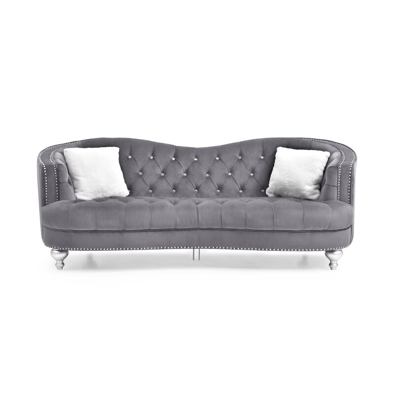 Karli 90&rdquo; Velvet Recessed Arm Curved Sofa