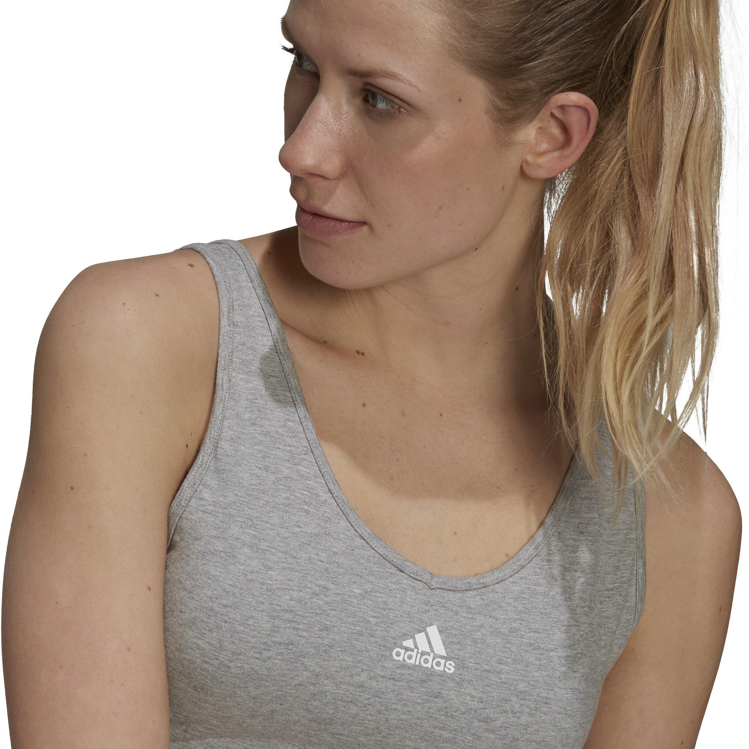 adidas Essentials 3 Stripes Crop Top With Removable Pads