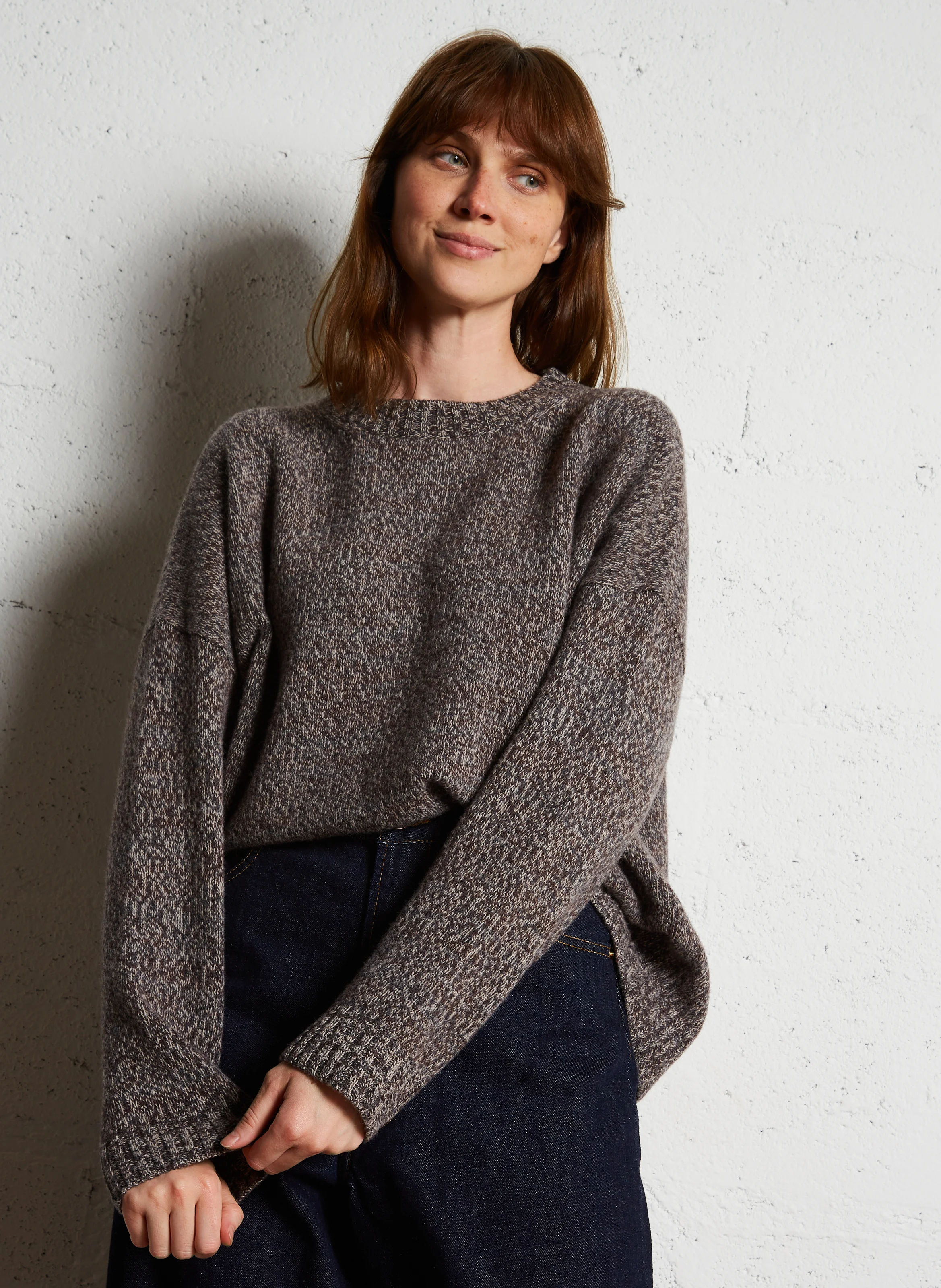 MOXA - Pull oversize col rond en laine | Marron