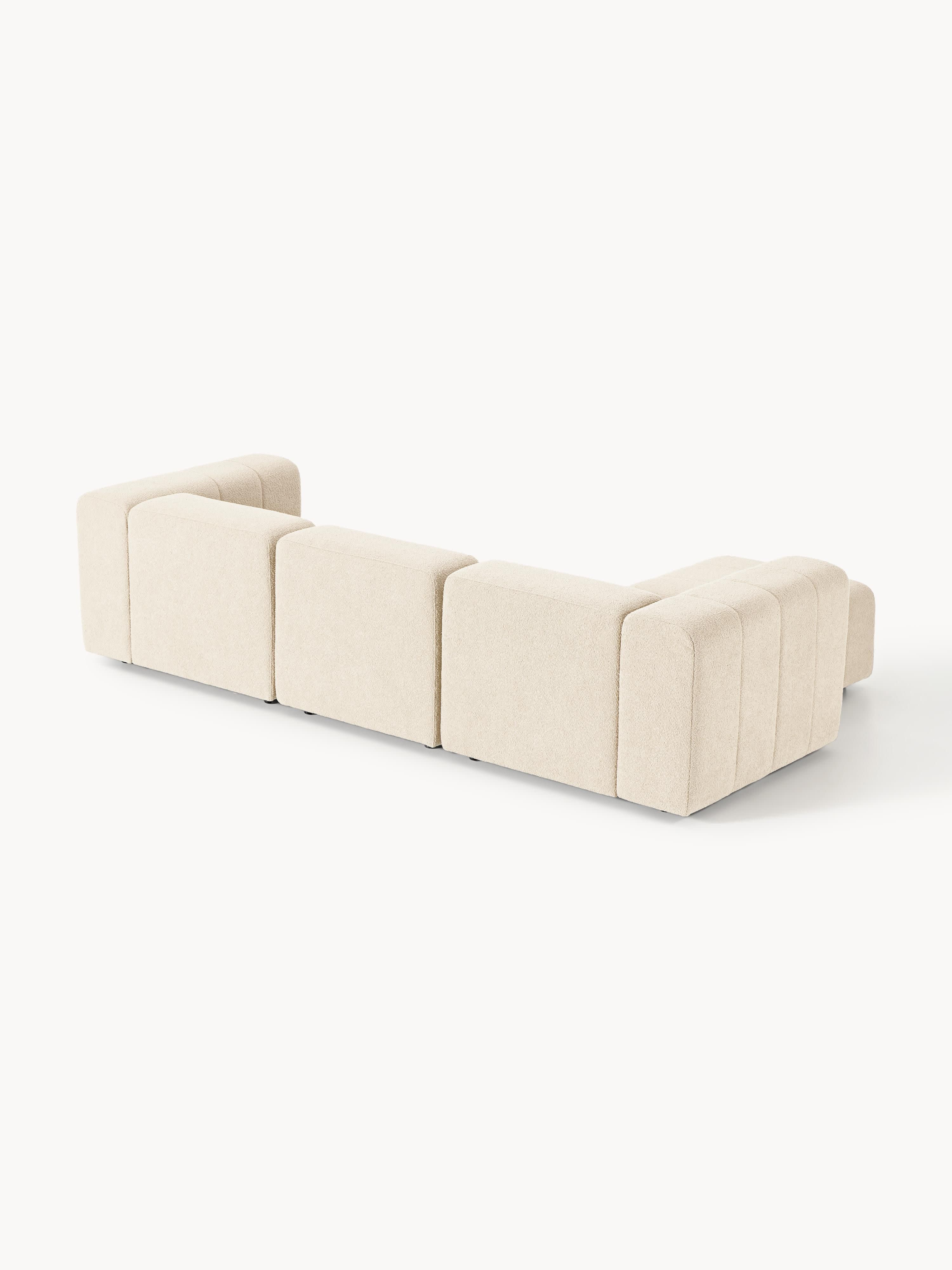 Modulaire bouclé bank Lena (4-zits) met poef (links/rechts)