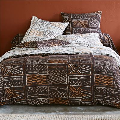 Linge de lit double face motif africain - BECQUET CRÉATION