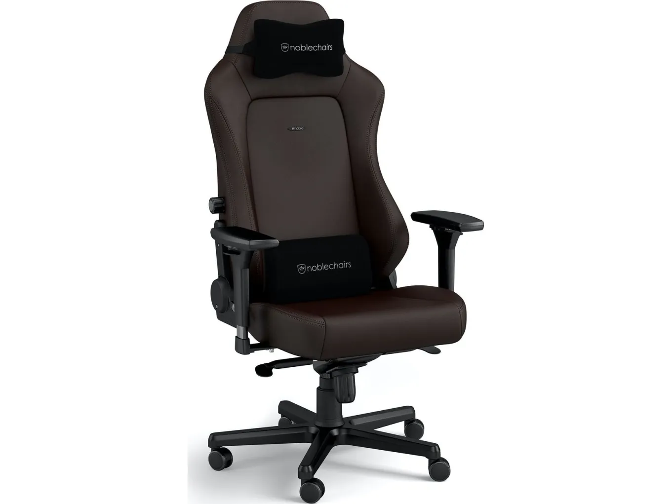 Noblechairs Hero Java Edition - Spillestol - ergonomisk - armstøtter - T-formet - vippe - drejeled - aluminium, polyurethan, vinyl, memory foam, koldskum, stålramme, high-tech falsk læder - Java