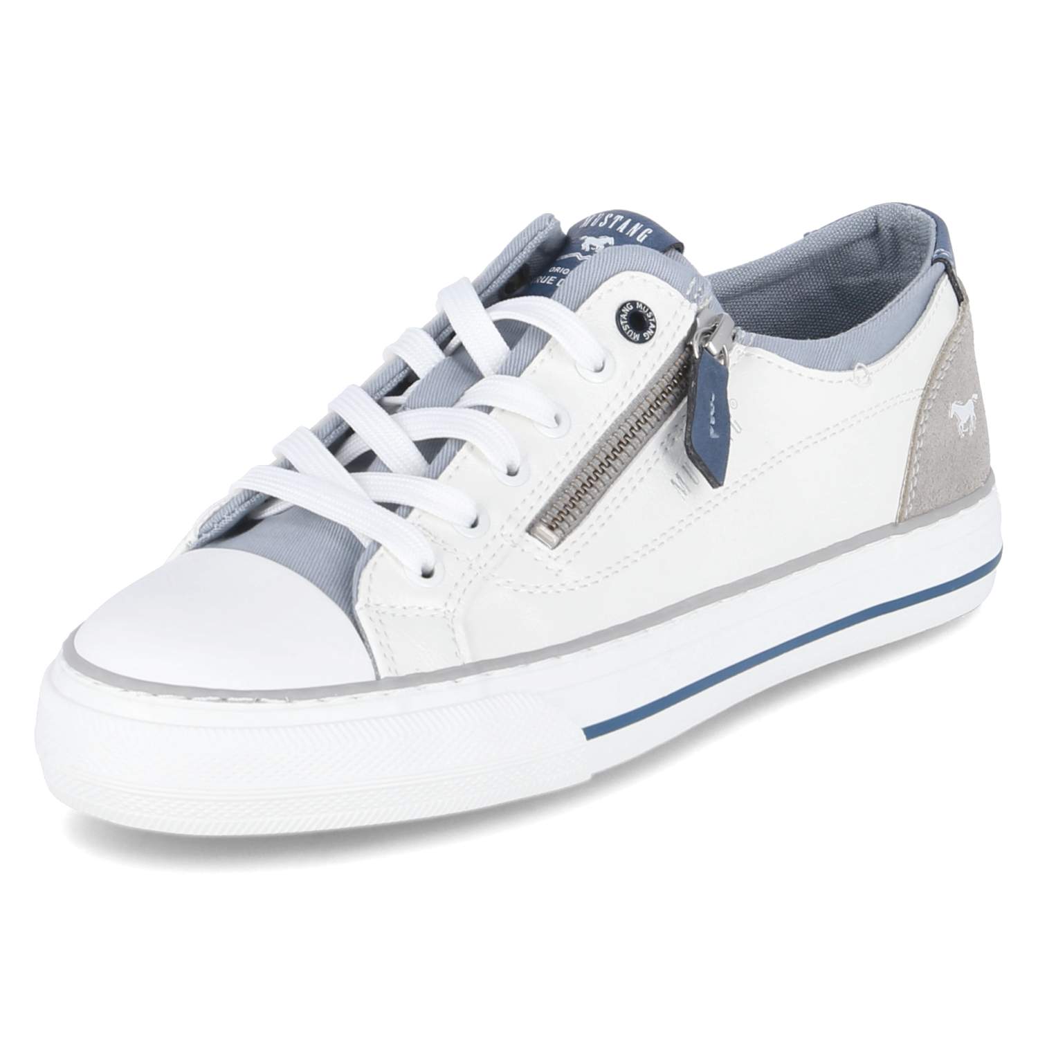 Mustang Low Sneaker - weiss/hellblau