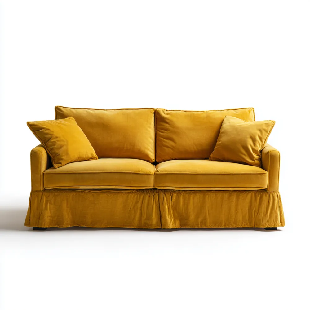 2-Sitzer-Sofa Samt 160x85x75 cm – Goldgelb – Klassisches Design