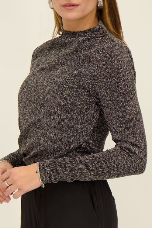 Zwarte top met lurex gedrapeerd