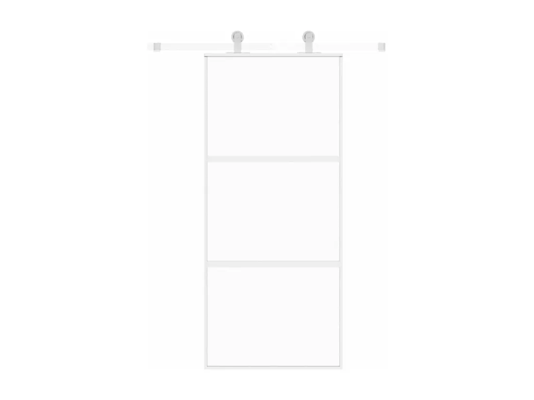 Porte coulissante blanc 90x205 cm verre trempé aluminium