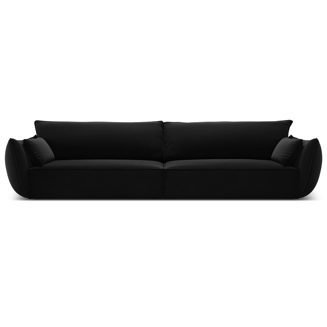 Mazzini Sofas Canapé Velours Vanda 4 Places noir - 248x100x85 cm