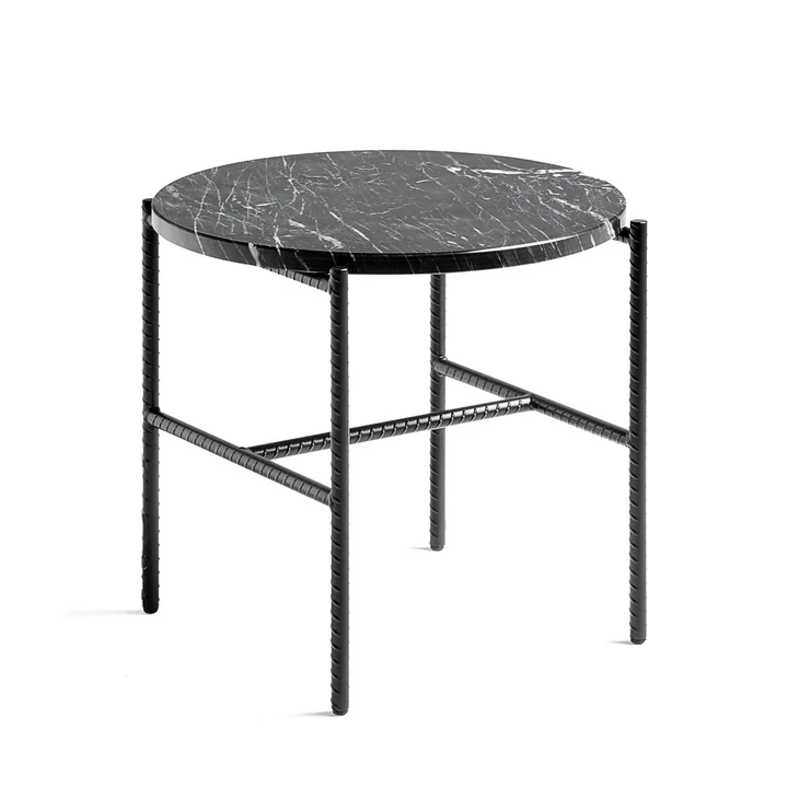 HAY - Rebar Beistelltisch Ø 45 x H 40,5 cm, Marmor grau / fossilgrau