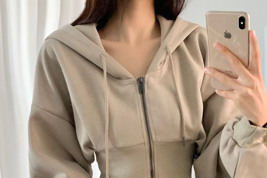 Asiris - Effen cropped hoodie met rits