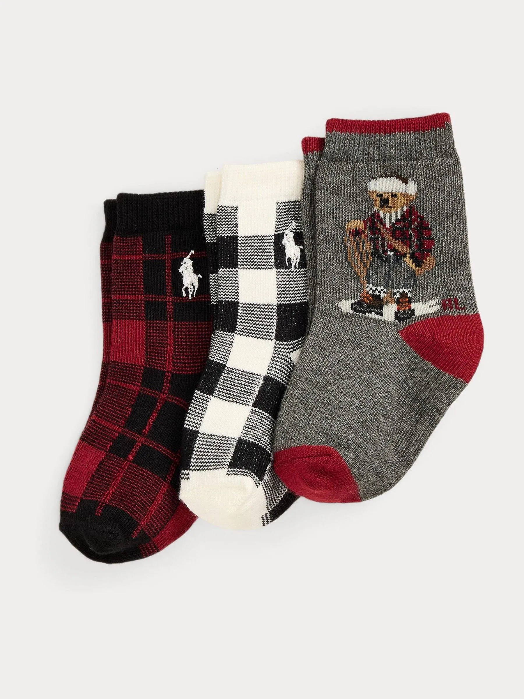 Grijs - Polo Ralph Lauren Baby Bear Graphic Print Crew Socks 3 Pack