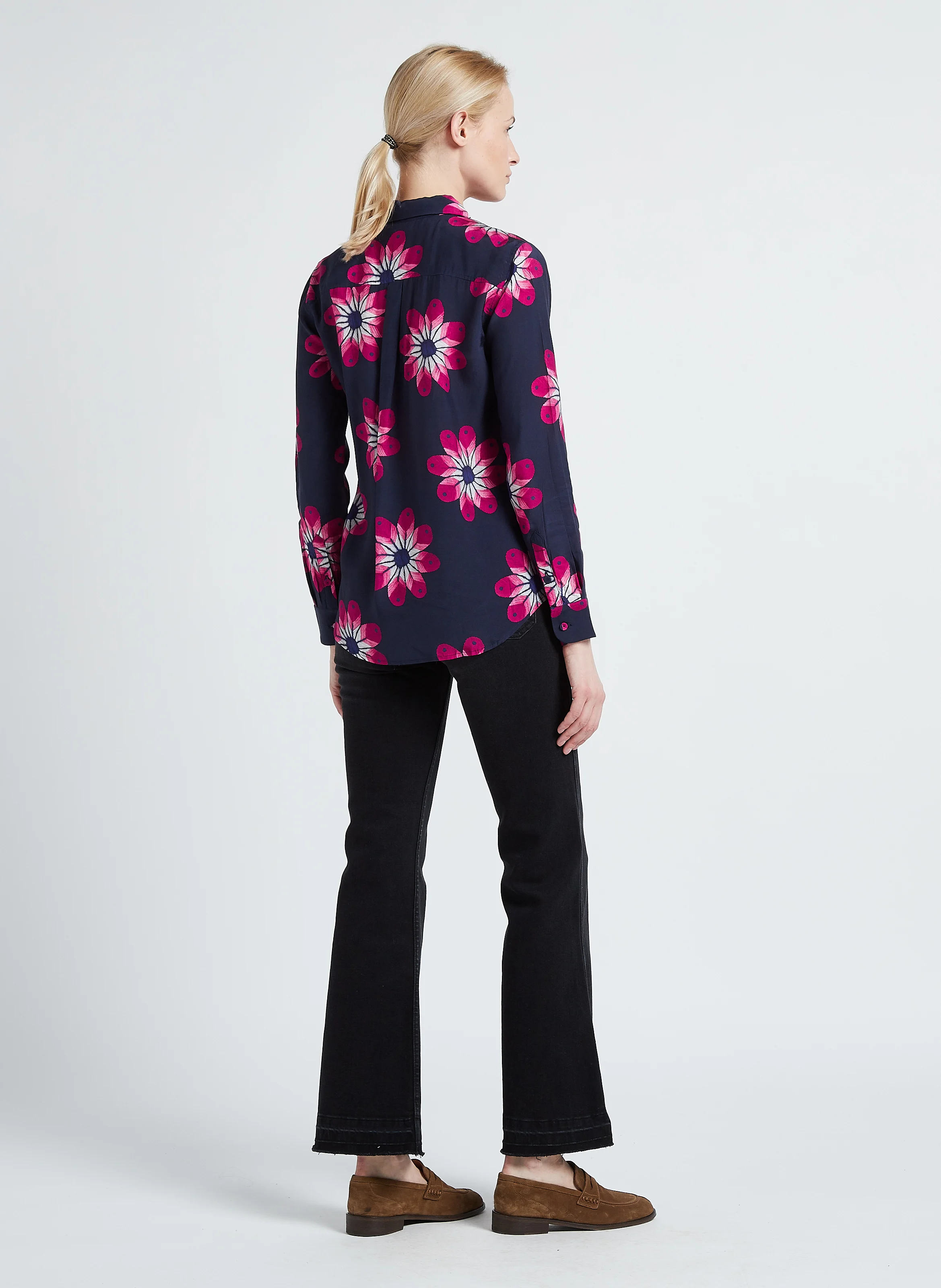 FRAISE - Jean flare en coton délavé | Noir