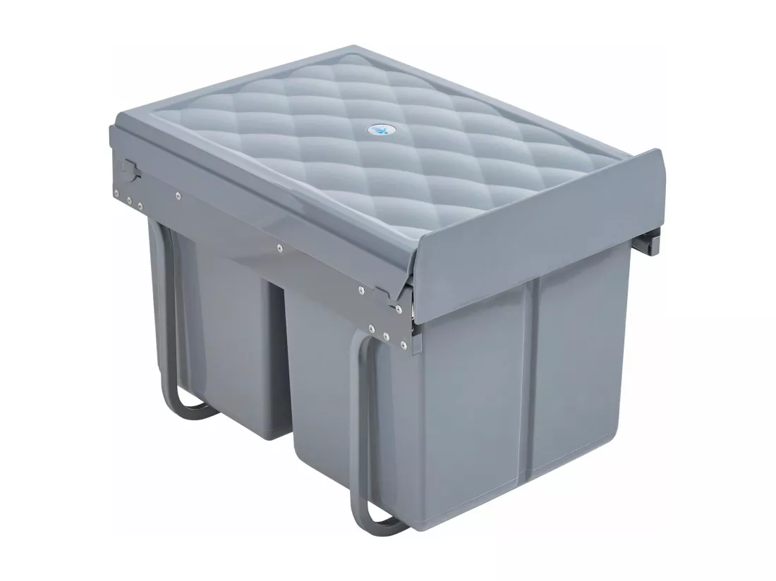 Poubelle encastrable 2 x grise 34 x 34 x 42 cm 03_0008203
