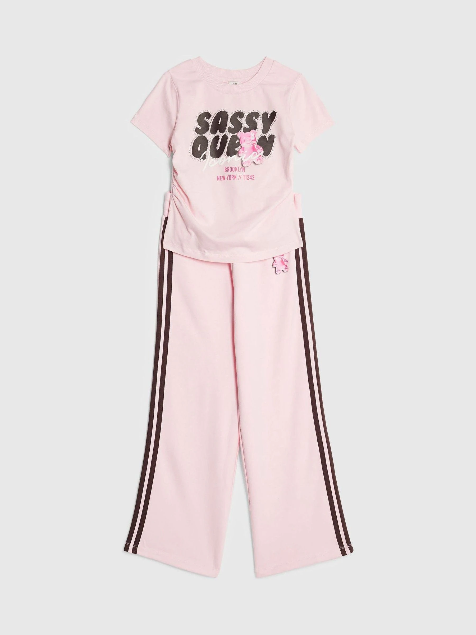 River Island Sassy Queen Ruched T-Shirt & Track Set