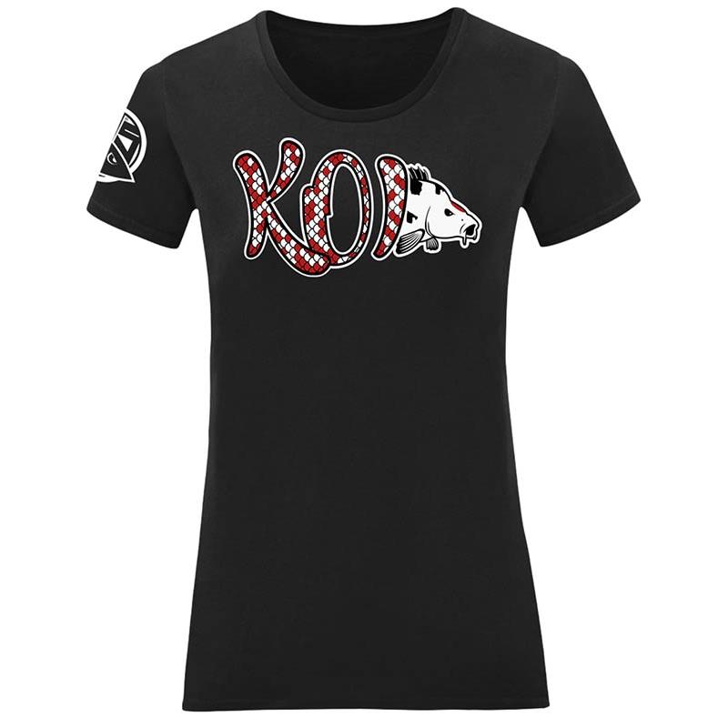 Tee Shirt Femme Manches Courtes Hot Spot Design Koi - Noir
