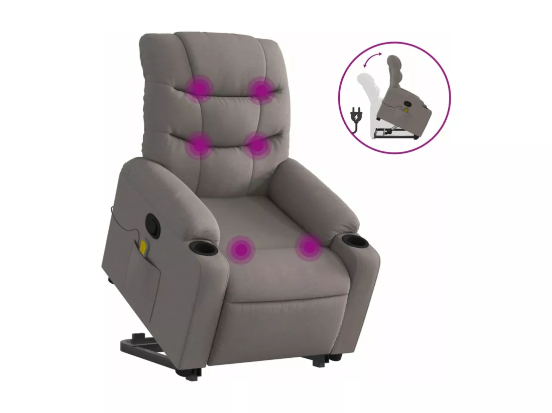 Fauteuil inclinable massant Taupe Tissu