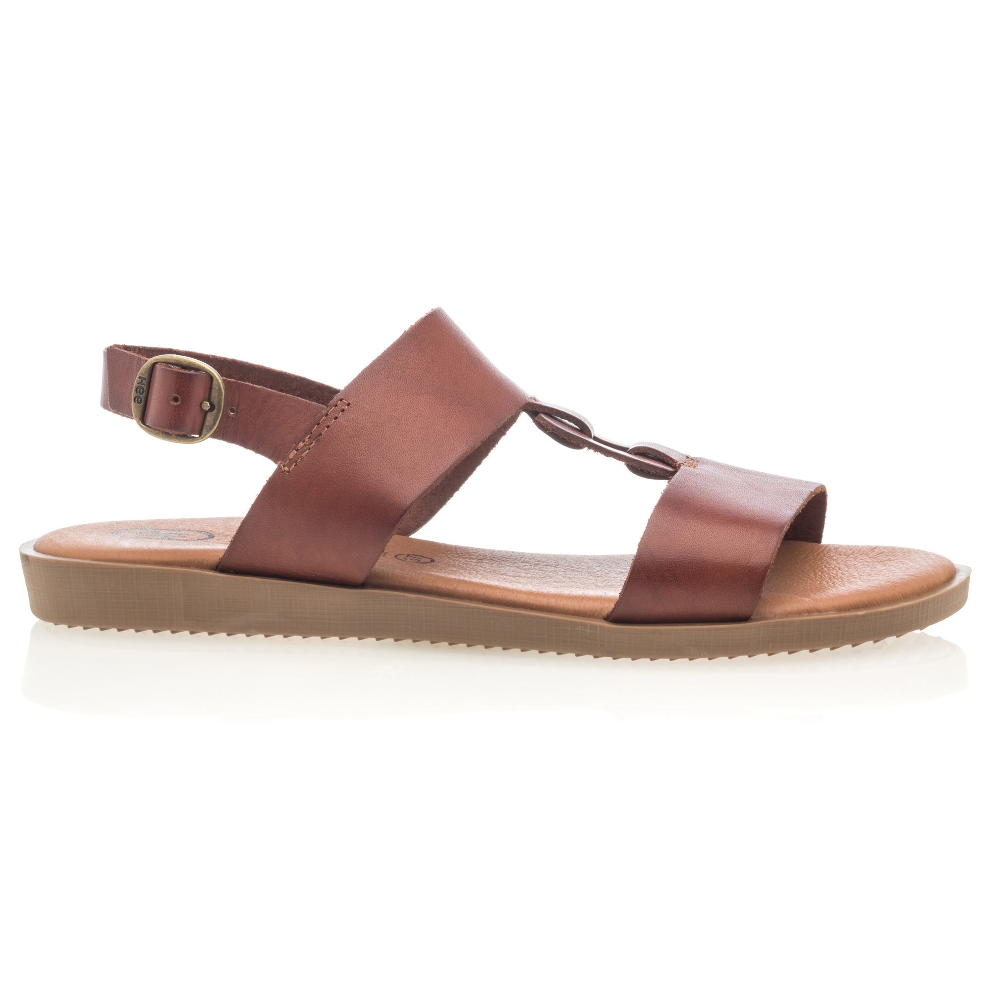 Nu-pieds Femme en cuir marron