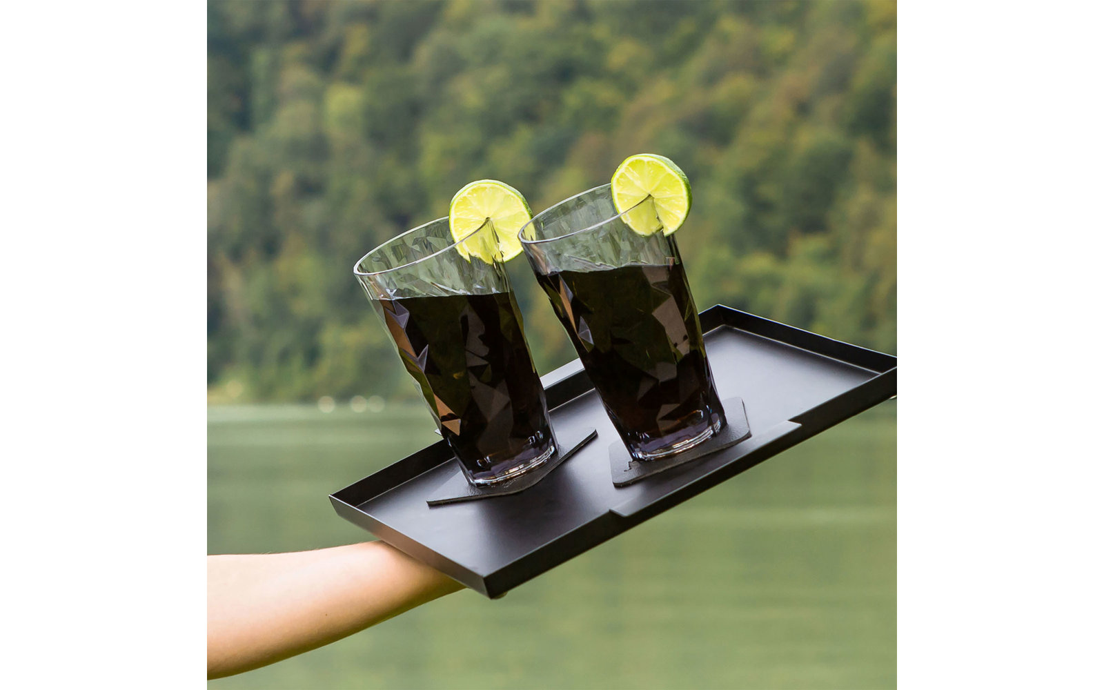 silwy® Magnet-Longdrink-Kunststoffgläser Transparent inkl. metallischem Gel-Untersetzer 2 Stk. (300 ml)