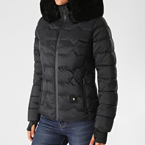 Doudoune Chauffante Capuche Fourrure Femme Val Thorens Bis Noir