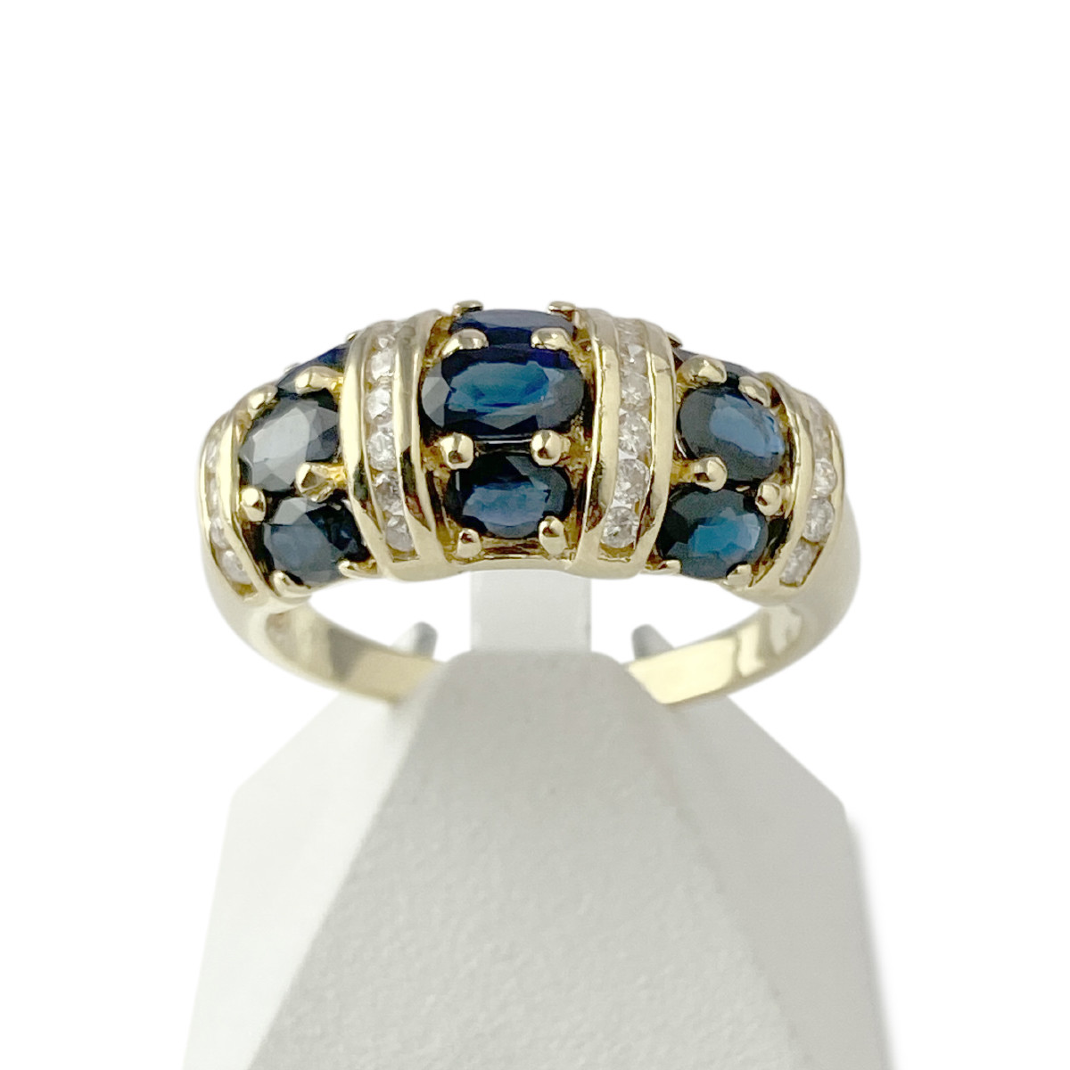 Bague d'occasion or 750 jaune saphirs diamants
