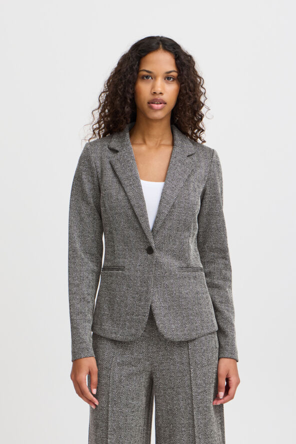 ICHI IHKATE JACQUARD BL4 Black/white herringbone